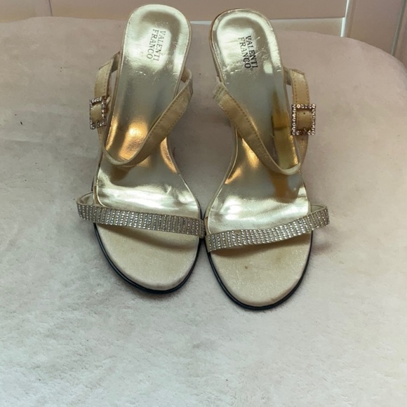 Valenti Franco Gold Heels with Rhinestone Embellishments - Picture 1 of 12